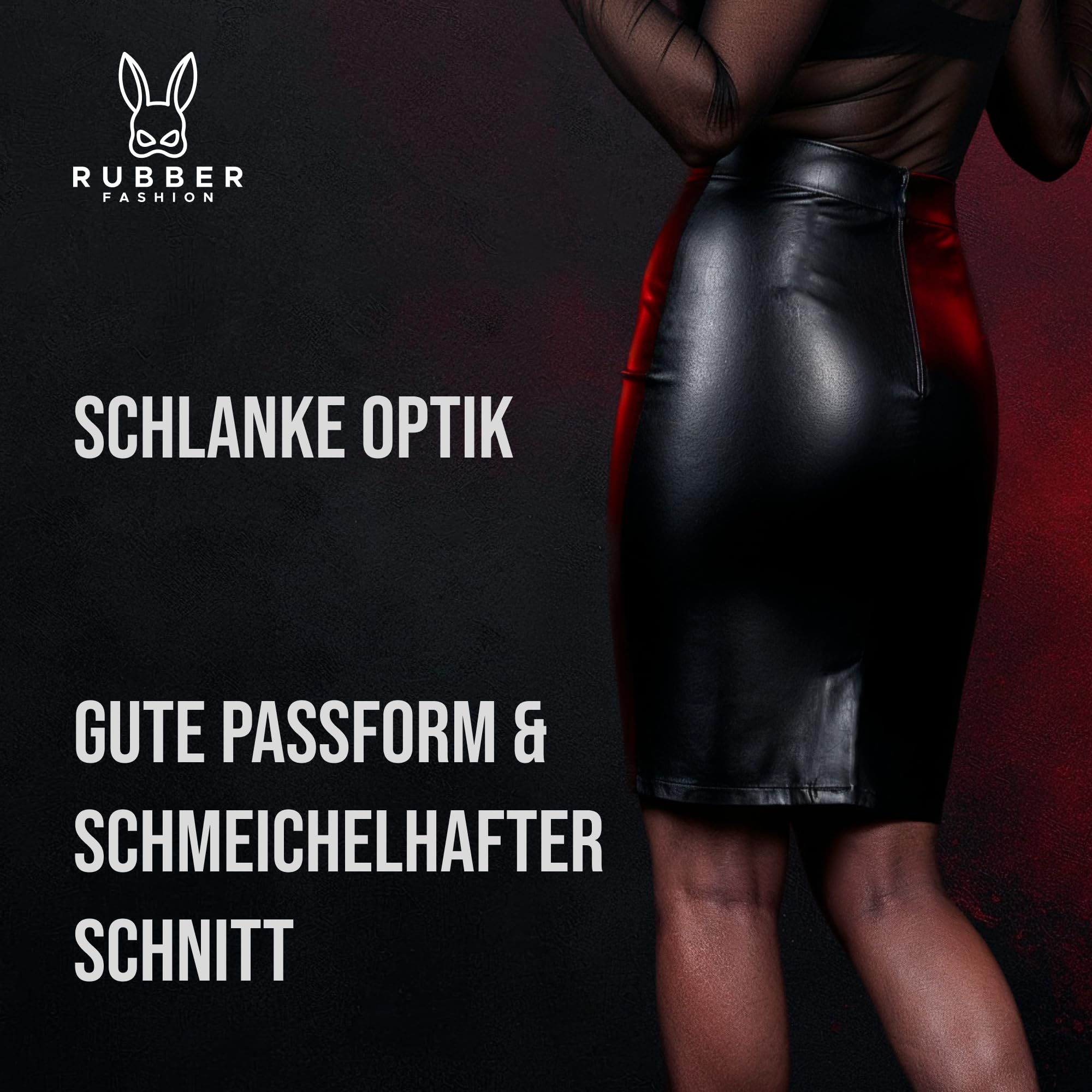 Rubberfashion Wetlook Rock Midi - Skirts for Women - Midi Skirt - Rock Knielang - Outfit Damen für Festival Party Rave und Halloween