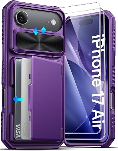 Miniatura 82 de ATATOO Funda para iPhone 16 con tarjetero (almacena 3-5 tarjetas) [bloqueo RFID] y funda para cámara deslizante, protección de grado militar, funda