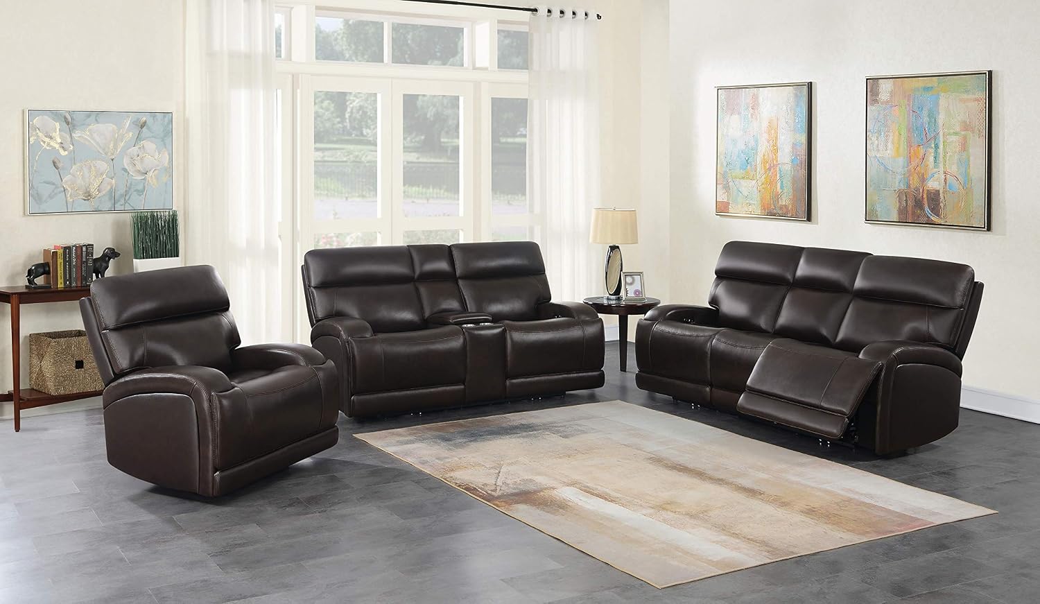 Coaster Furniture Longport Upholstered Power Sofas Dark Brown 610481P