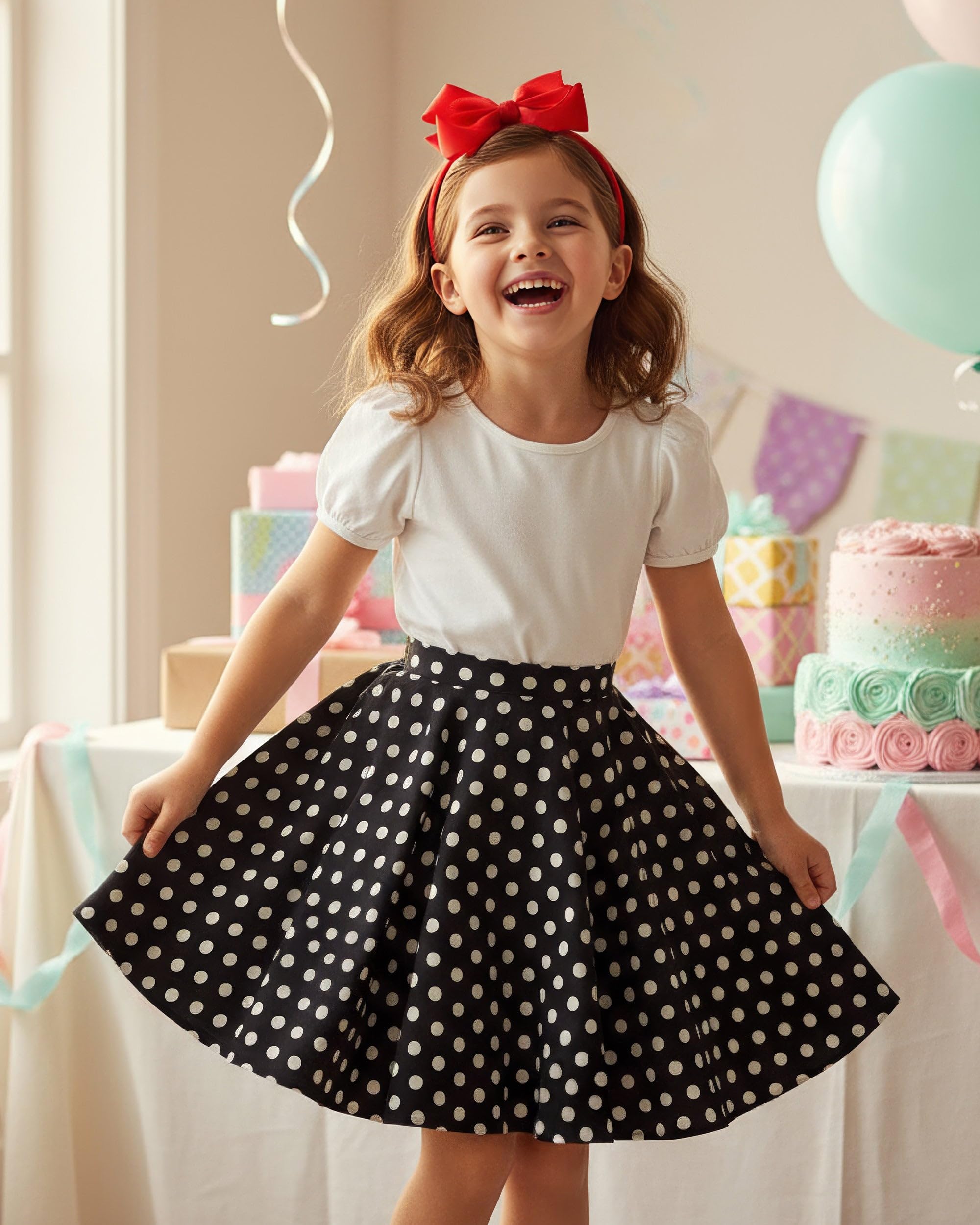 Niñas Vintage Rockabilly Falda Acampanada Estilo De Los 50