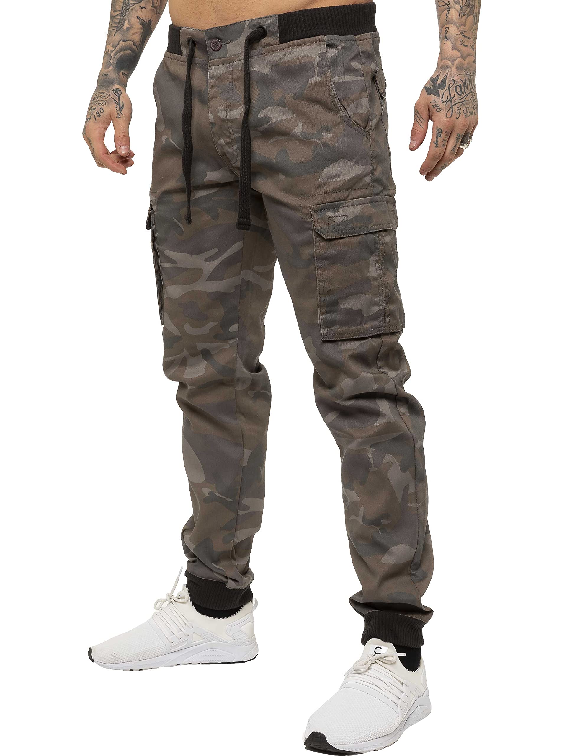 Enzo Men's Cargo Trousers - Grey - 28R