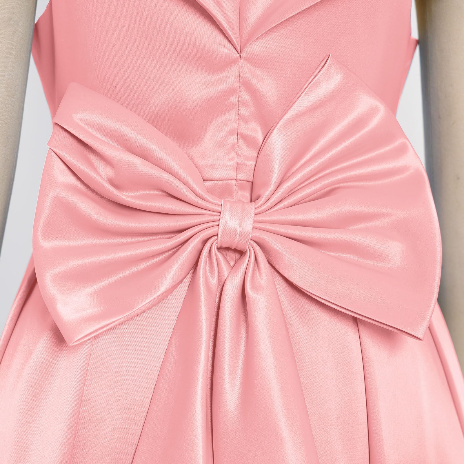 IWEMEK Robe de Soirée Fille en Satin Bustier sans Manches Volants Élégante pour Cérémonie Anniversaire Baptême Princesse
