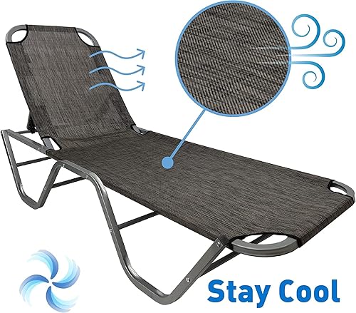 Miniatura 6 de EasyGo Product Tumbona  Sillón de aluminio  Ajustable al aire libre Patio Playa Porche Columpio Piscina reclinable de cinco posiciones  Ligero para