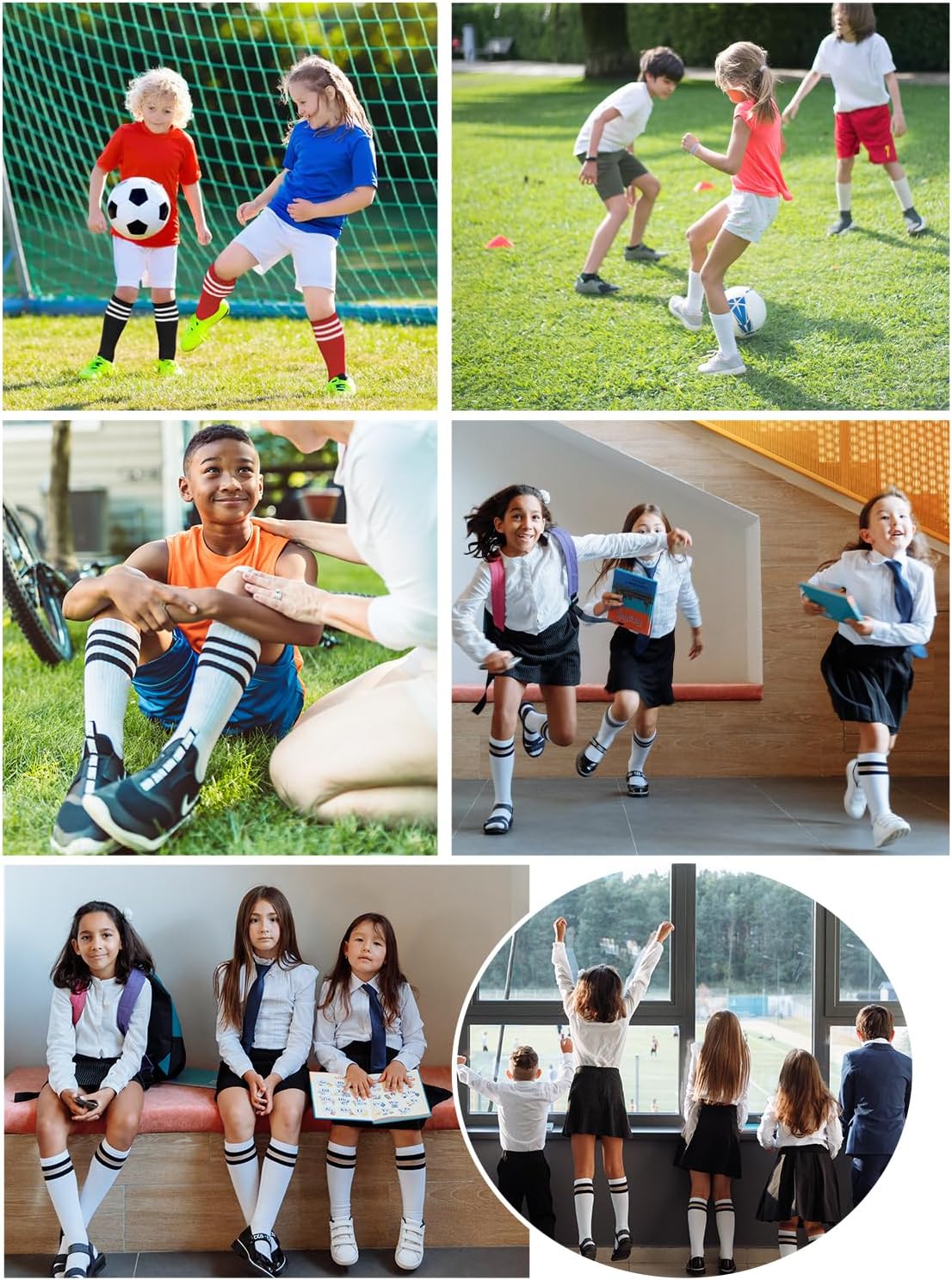 Century Star Kids Soccer Socks Girls Knee High Socks Boys Youth Baseball Socks Toddler Uniform Stripes Tube Socks Sport Socks