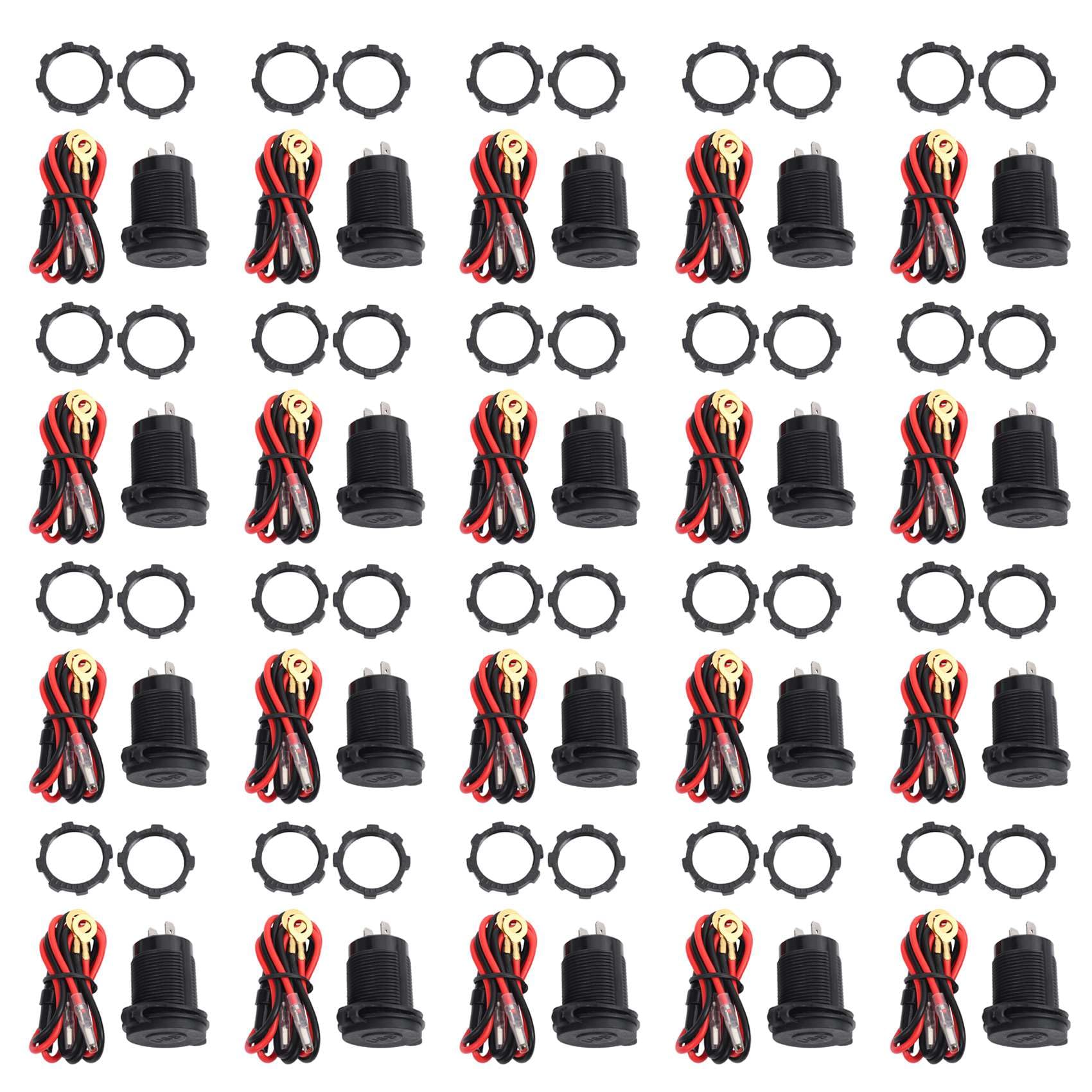 20X Carga Rápida 3.0 Cargador de Coche USB Dual 12V 36W Cargador Rápido USB con Interruptor para Moto Camión Carro de Golf Verde