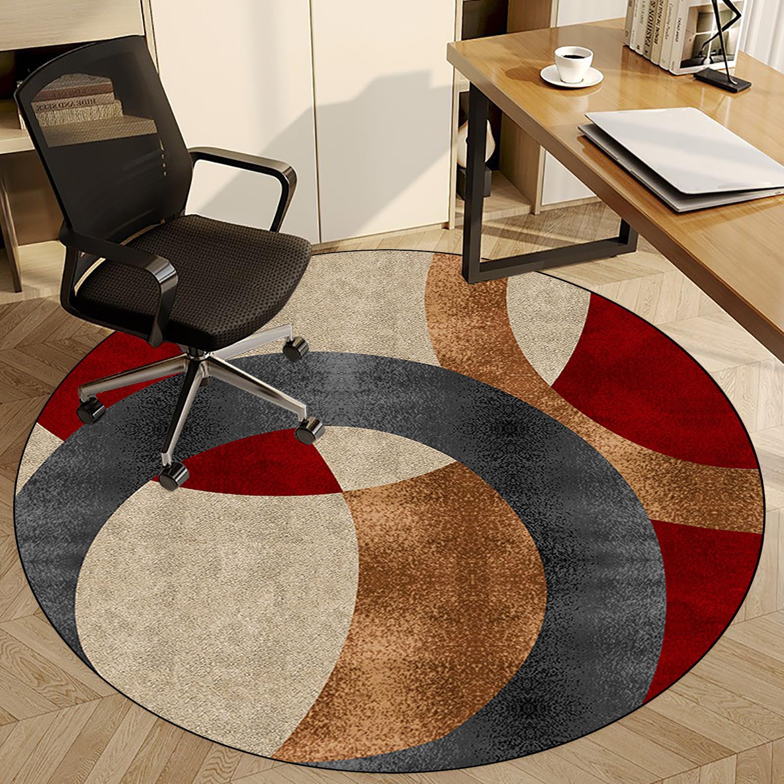 Fzamudng W1-302 Office Chair Mat For Carpet Floor, Home Multi-Purpose Low-Pile Chair Carpet Hard Floor Protector Mat, Round Desk Chair Mat, Non-Slip Gaming Chair Mat, 90 Cm Floor Protectors For Rolling Chairs