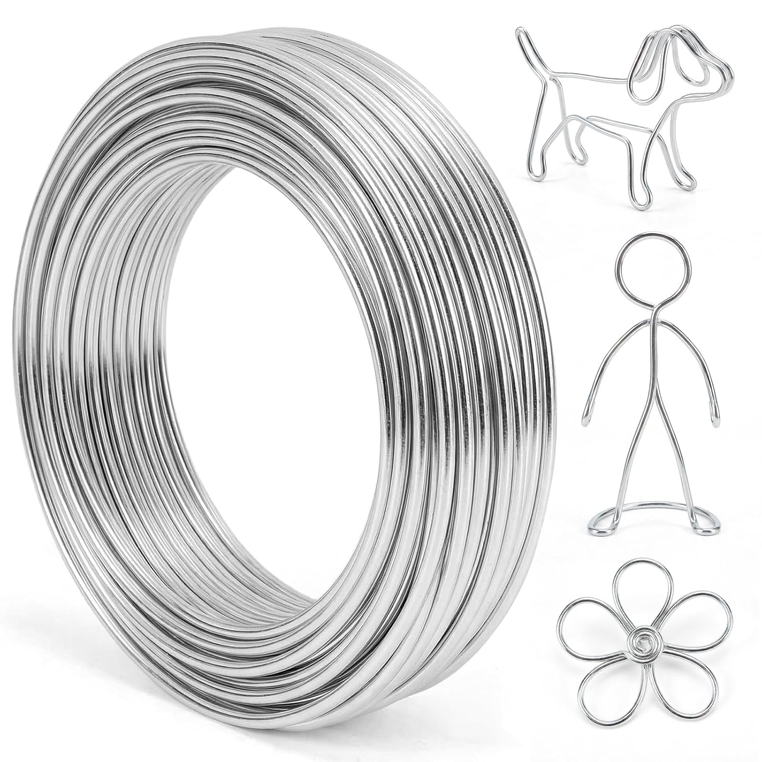 3mm 33 Feet Aluminum Craft Wire, Bendable Armature Wire, Mental Silver Bendable Wire for Sculpting, DIY, Crafting, Jewelry Making, Modelling, Bonsai Training, Doll Making (1 Roll) (3mm × 10m)