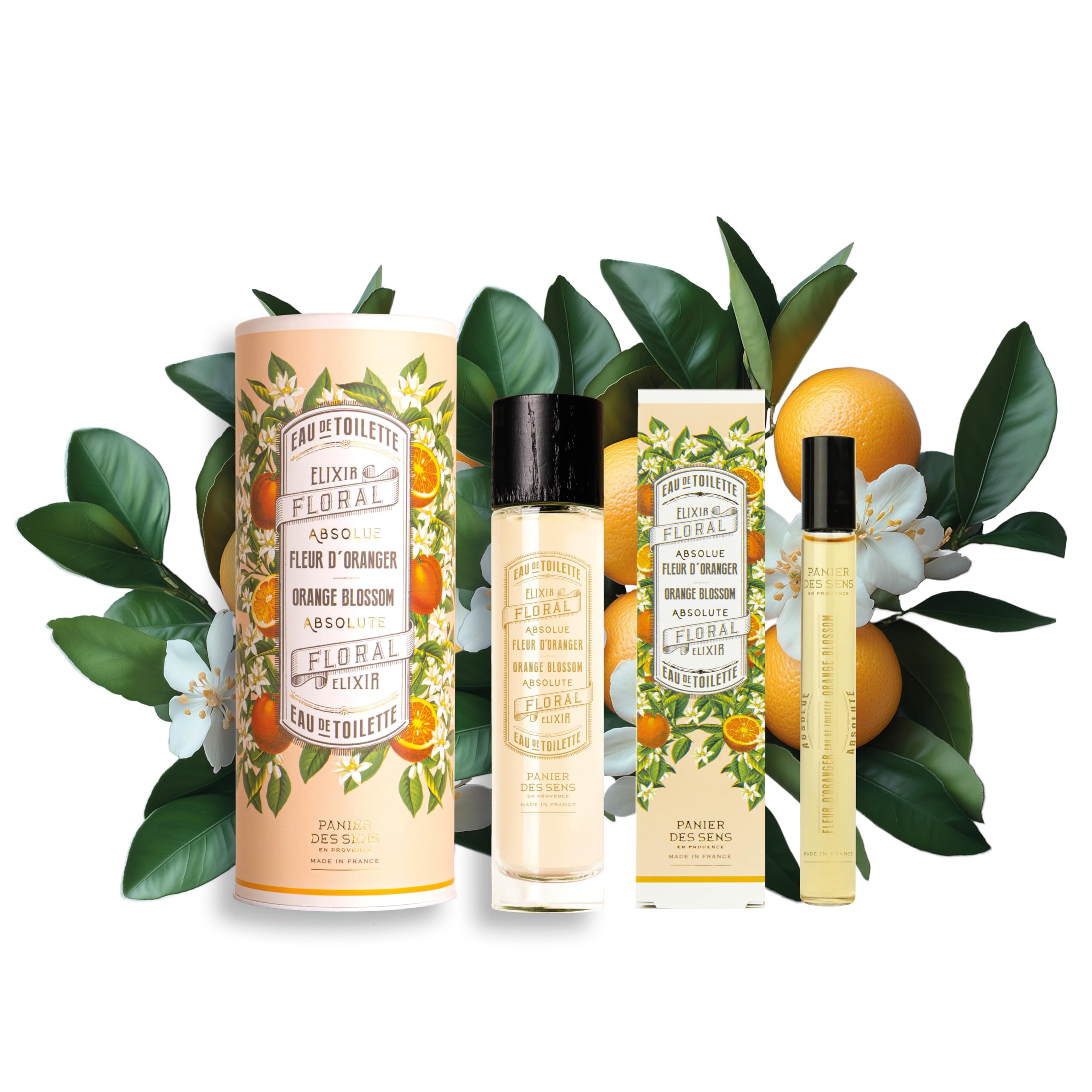 Panier des Sens - Pack Roll-on + Agua de Colonia para Mujer - Flor de Naranjo - Perfume Mujer Cuerpo & Cabello - Fragancia Floral - Agua de Perfume con Absolu de Perfume - 50ml + 10ml