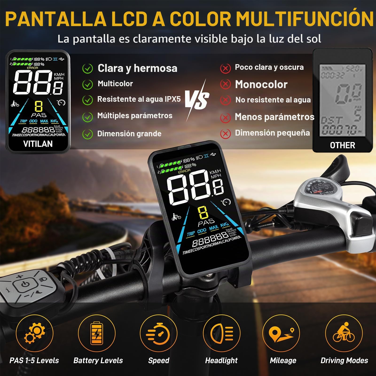 Bicicleta eléctrica Plegable para Adultos, Bicicleta eléctrica con batería extraíble de 48 V 13 Ah, neumáticos Gruesos de 20“ × 4,0”, 7 velocidades, autonomía de 40-110 km