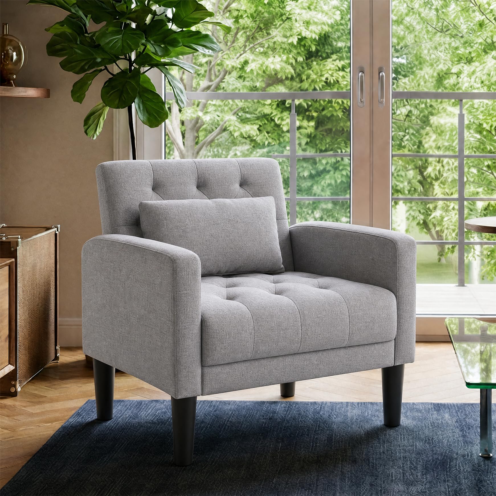 GRAVFORCE Armchair Modern Accent Chair Comfy Upholstered Seats Armchairs for Living Room Bedroom Dining Room Light Gray โ image 1