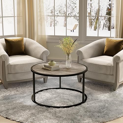 Miniatura 6 de SAYGOER Mesa auxiliar redonda pequeña, mesas de centro modernas para sala de estar, mesa central simple para espacios pequeños, oficina en casa,