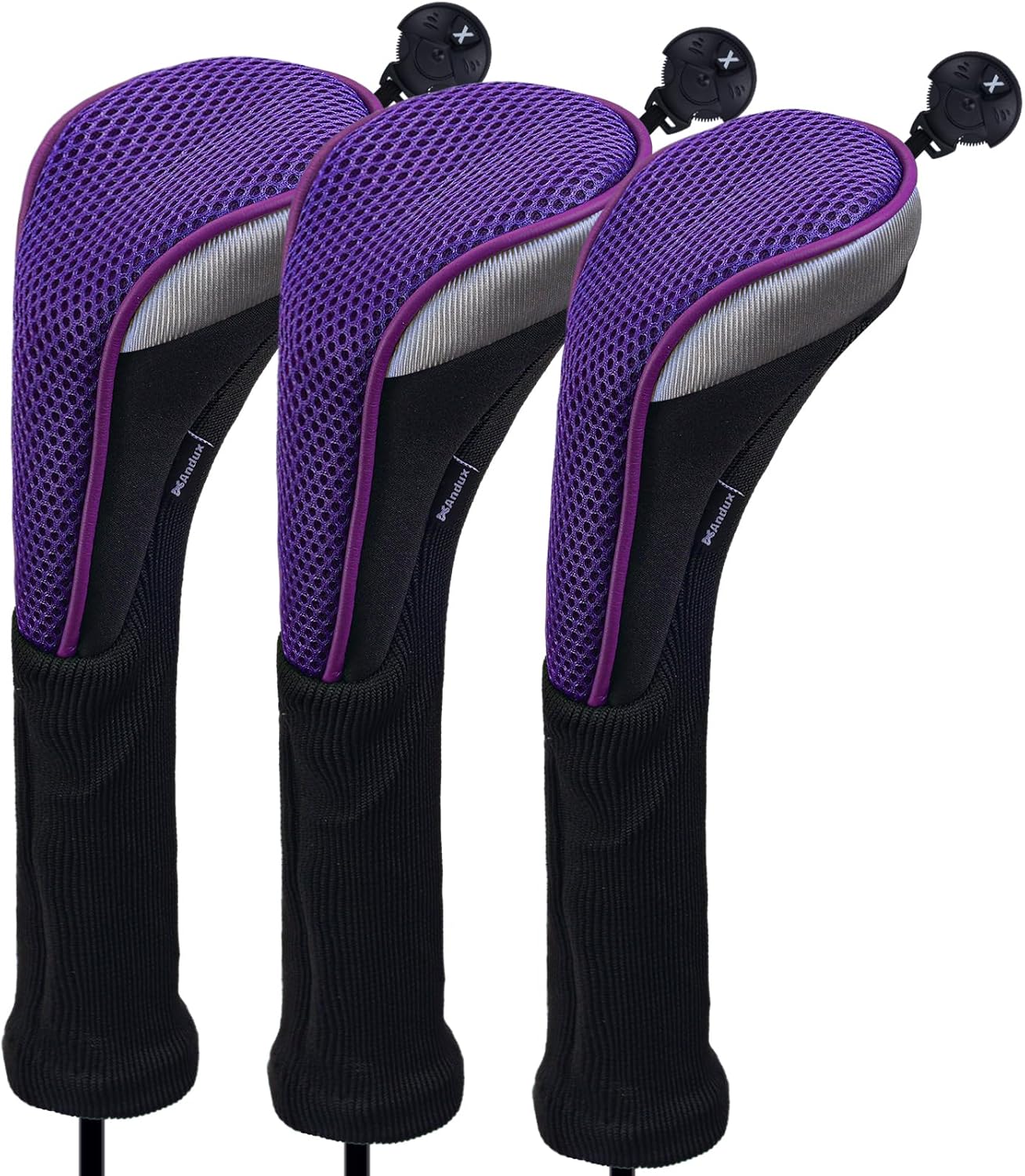 Andux 3pcs/Pack Long Neck Golf Hybrid Club Head Covers Dial No. Tag CTMT-02