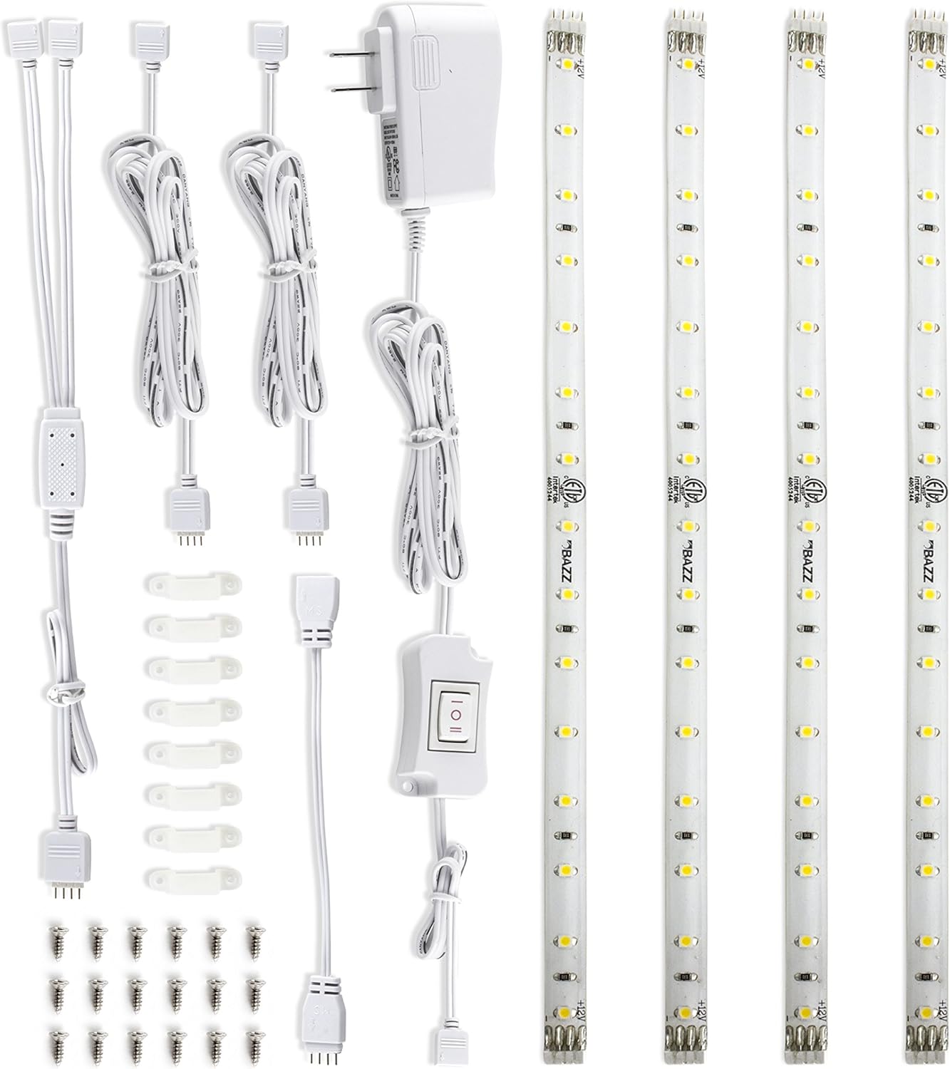 White 10'' LED Under Cabinet Strip Lights, Set of 4