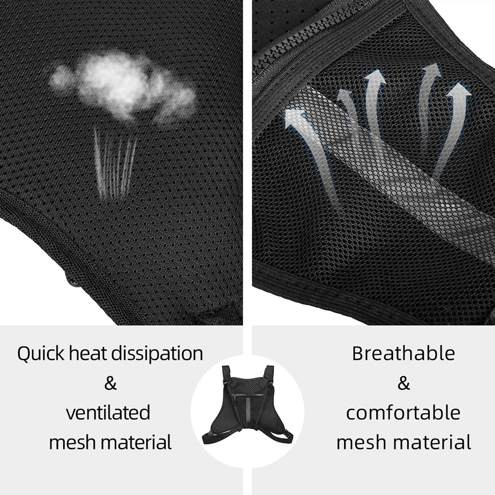 Sac de poitrine de course pour homme, en polyester 900D, imperméable, avec bretelles réglables et design réfléchissant, pour sports de plein air, cyclisme, randonnée