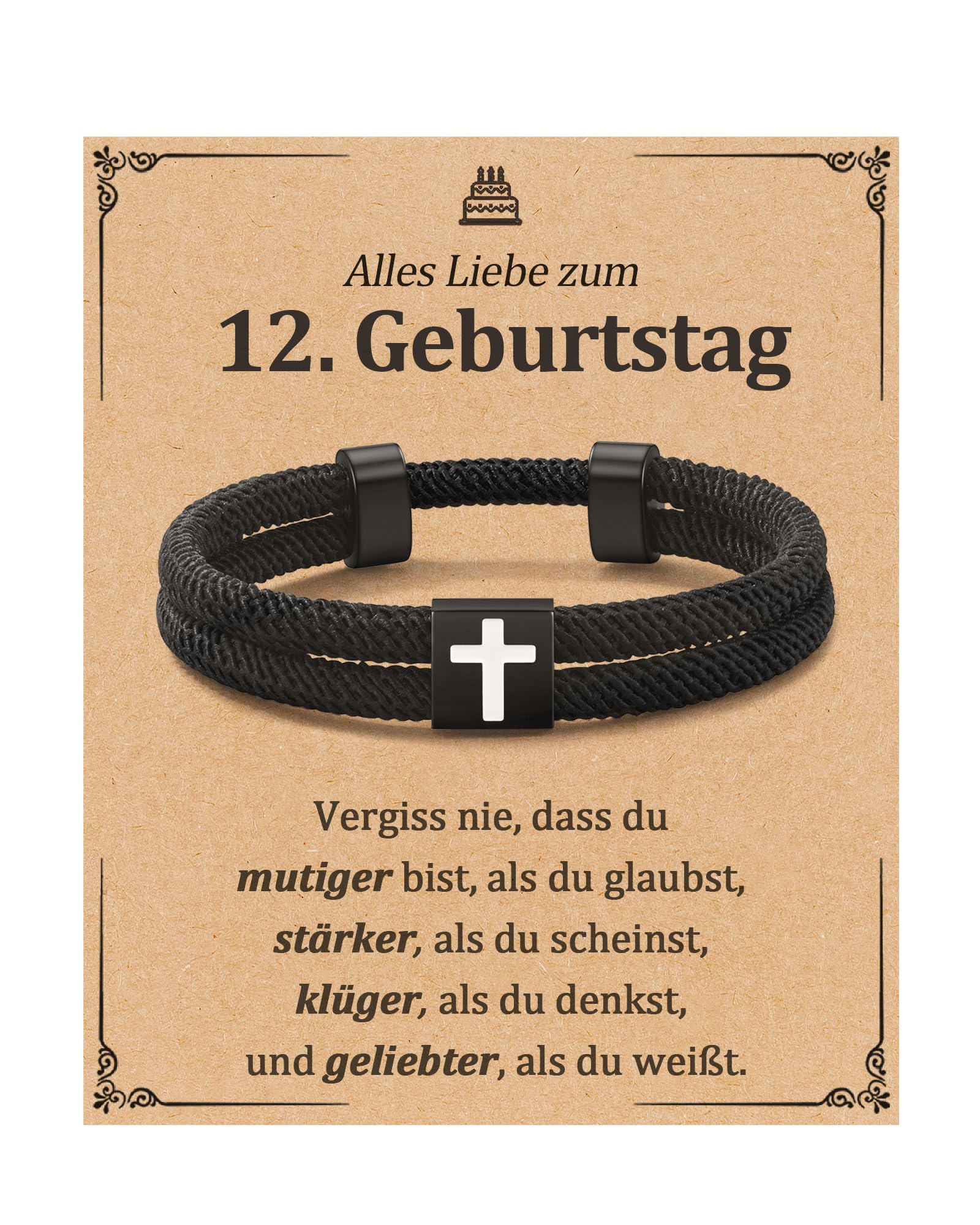 Geburtstagsgeschenk für Jungen mit Botschaft – Kreuzarmband für Sohn, Enkel oder Neffen...