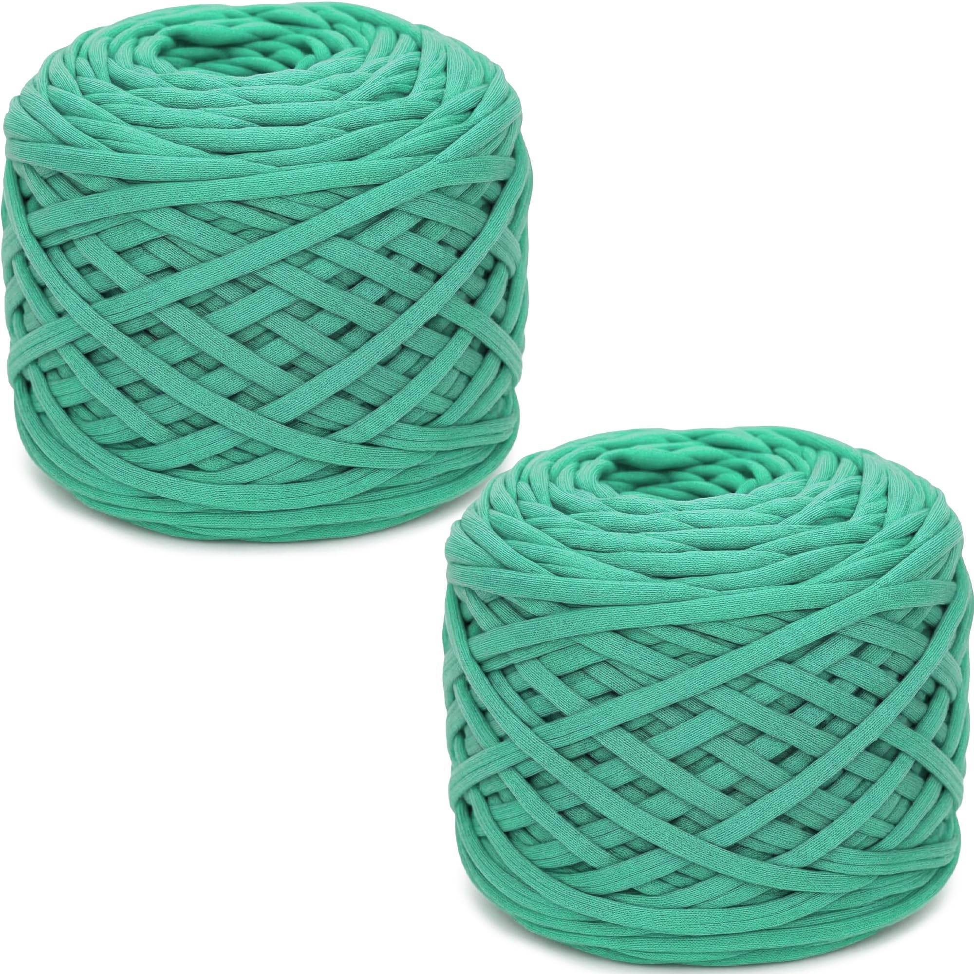 285gx2 Chunky Tshirt Yarn for Crocheting,2 CM Wide Thick Crochet Elastic Fabric,Hand Knitting T-Shirt Yarn for Crochet Cushion,Doll,Basket,Bag and Blanket (Yellow)