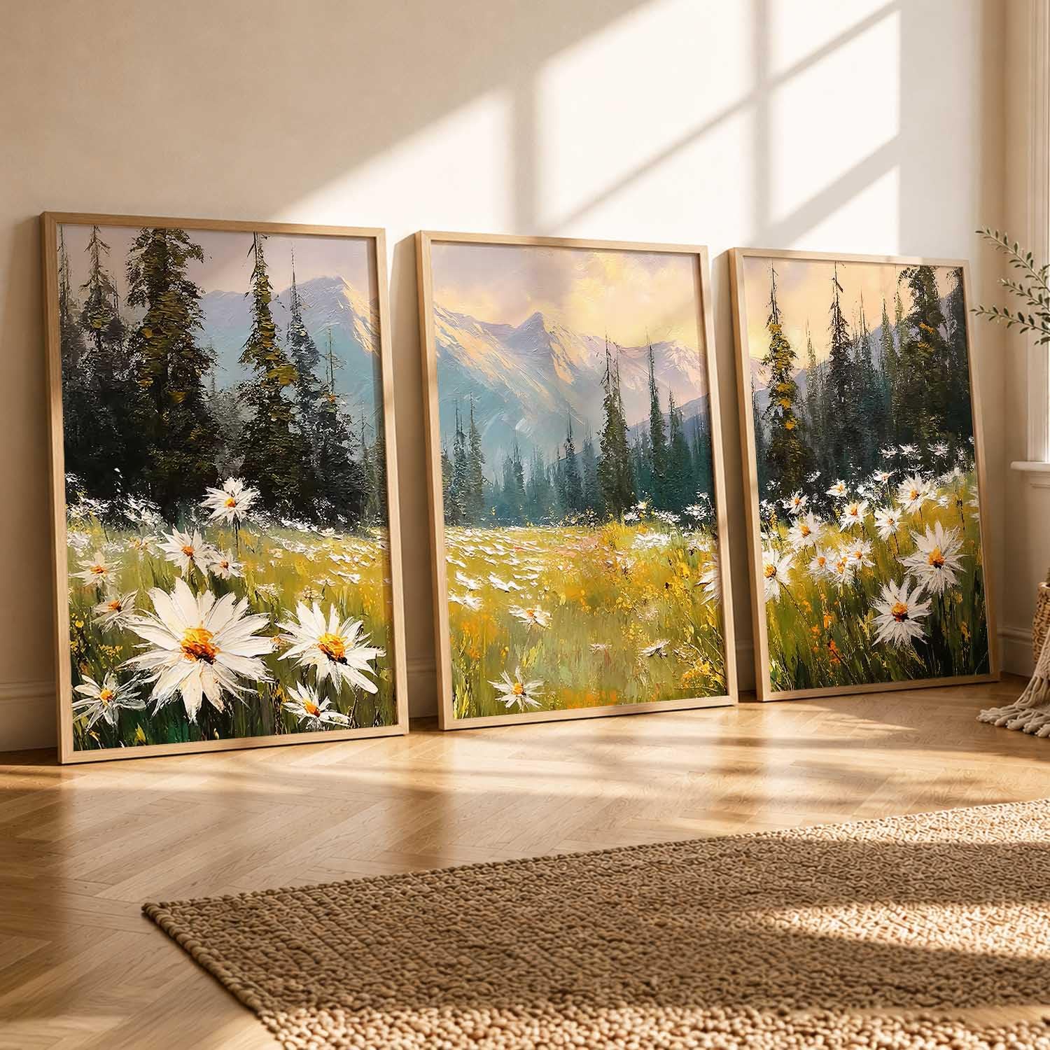 Mountain Wall Art Set - 3 Framed Paintings -4