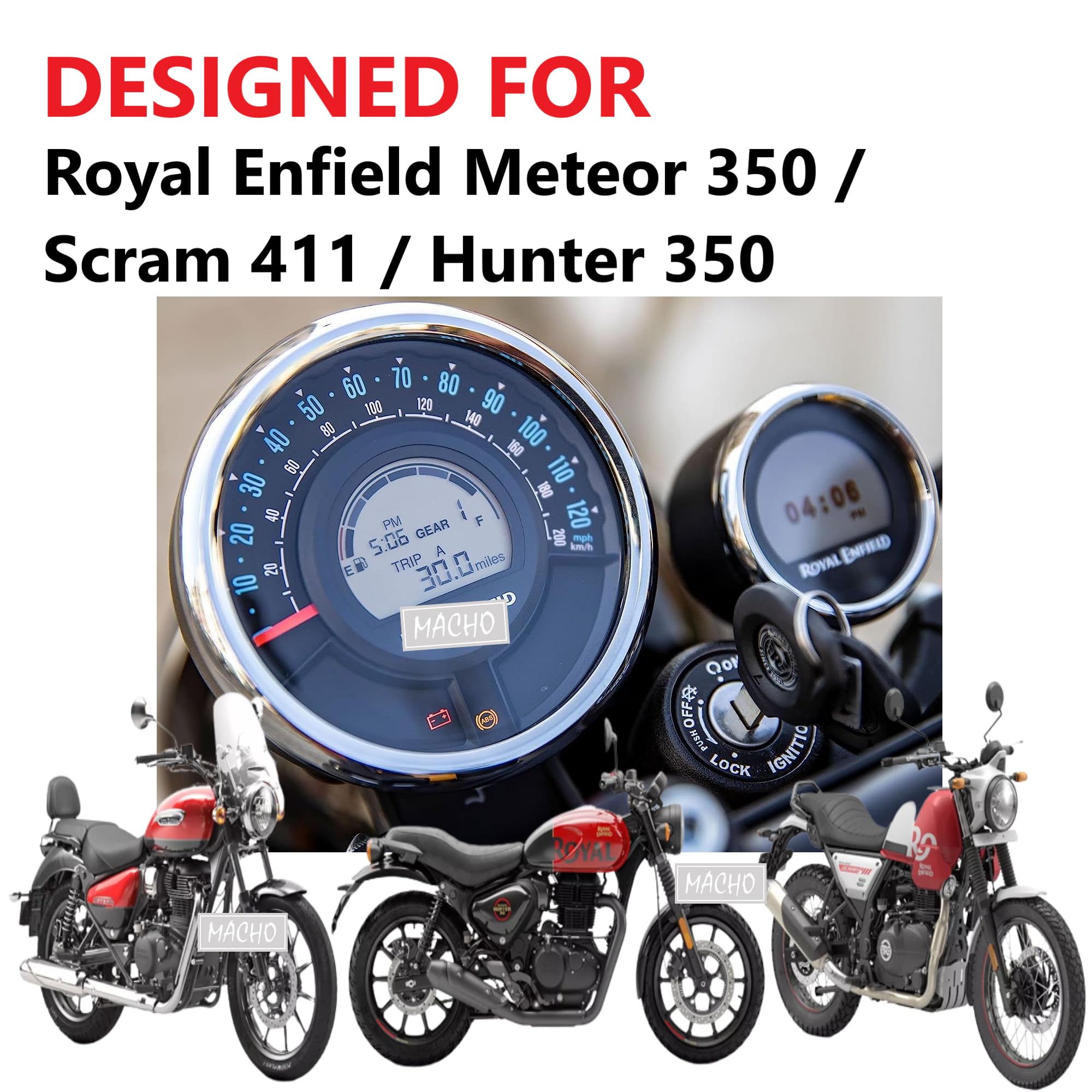 Macho 9H Screen Guard Scratch Protector for Royal Enfield Meteor 350 / Scram 411 / Hunter 350 Speedo Meter Panel Display (Crystal Clear) (Royal Enfield Meteor 350) - Image 3 thumbnail