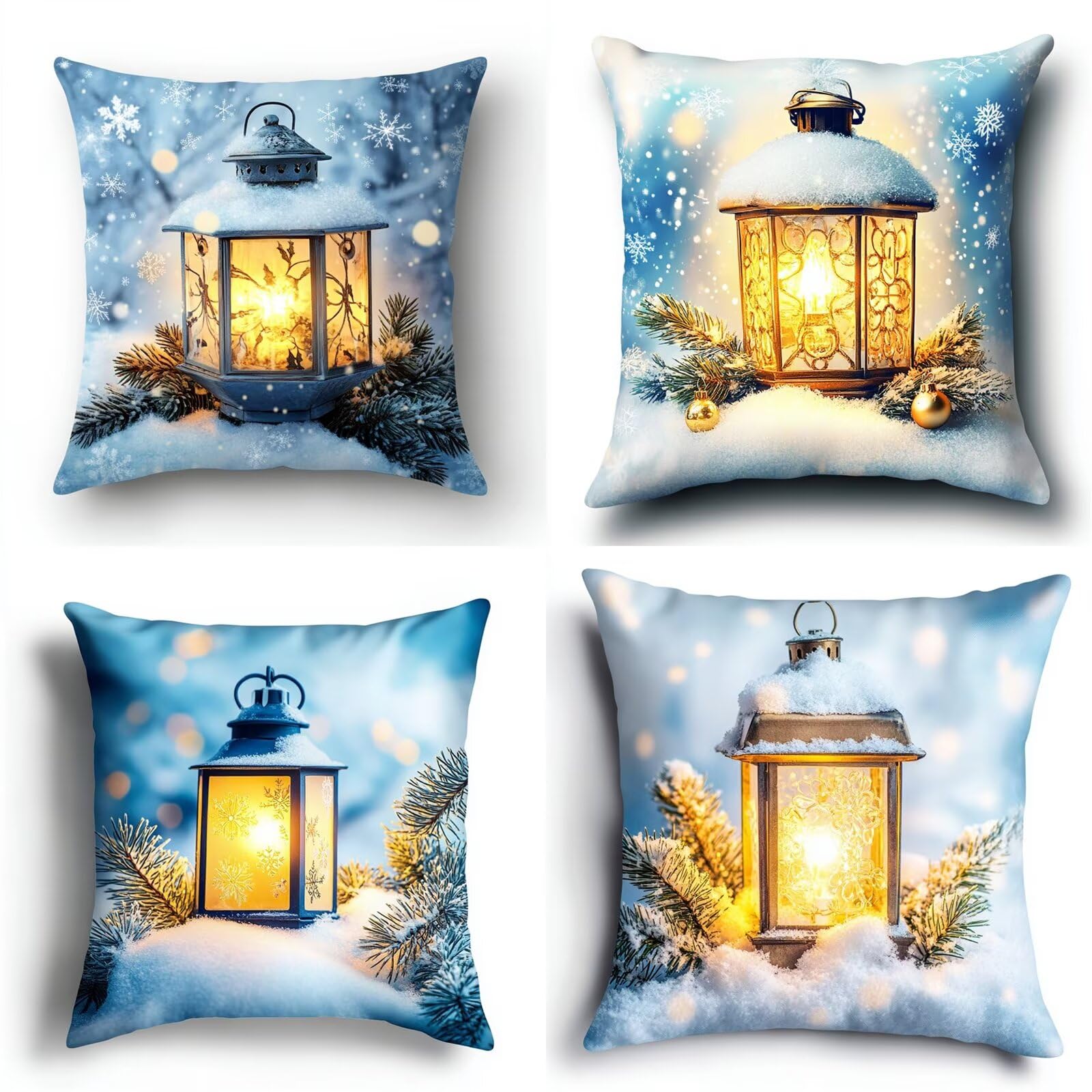Taie oreiller de canapé Noel N7859 housse de coussin lot de 4 pour salon