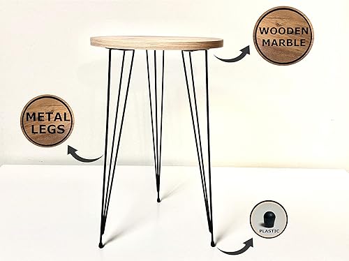 Miniatura 53 de PAK HOME - Juego de 2 mesas auxiliares - Mesas auxiliares redondas de madera con aspecto de mármol blanco para espacios pequeños, mesita de noche