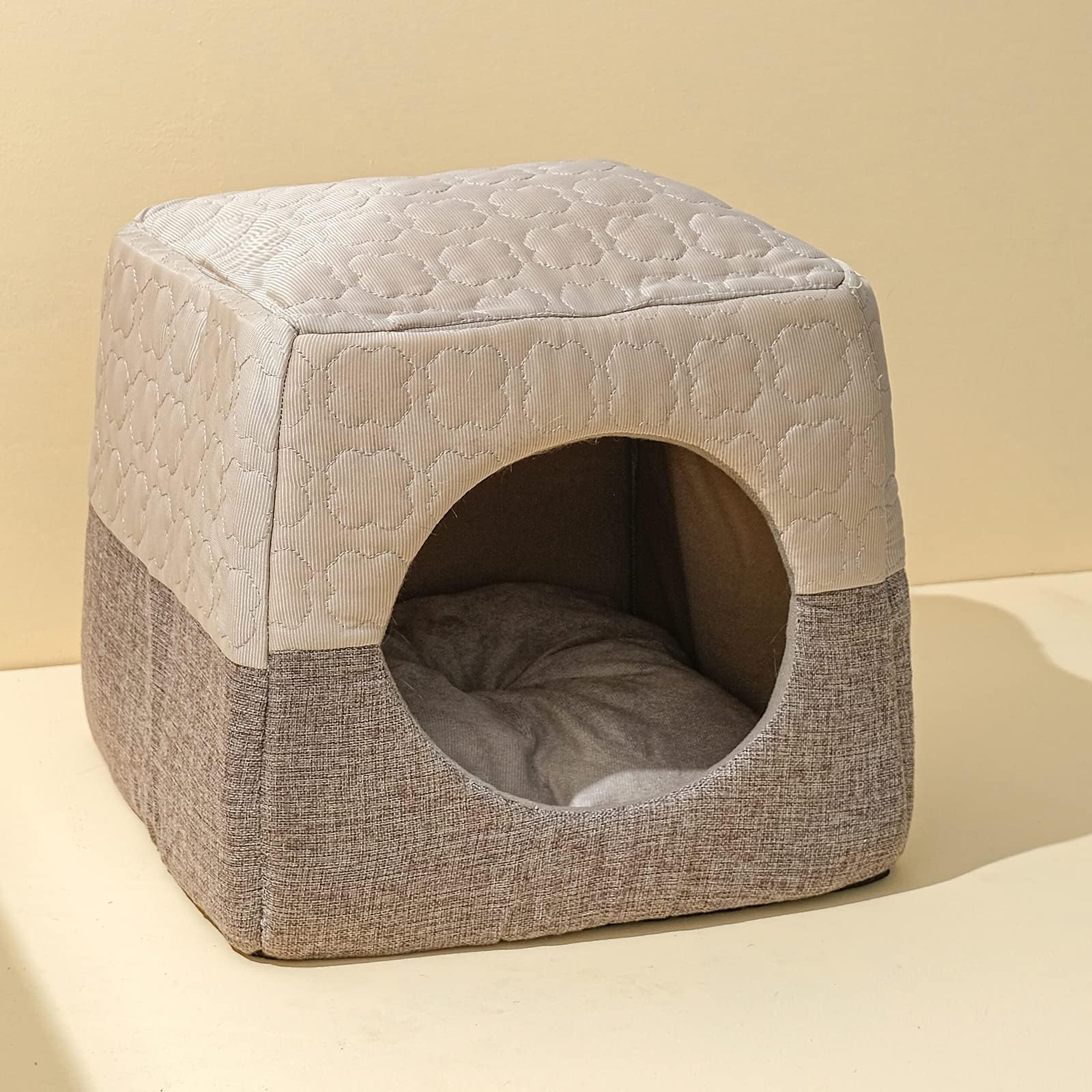 Cat Cave Bed for Indoor Cats up to 7kg, 37x33x30cm 3 in 1 Warm Cave Cat