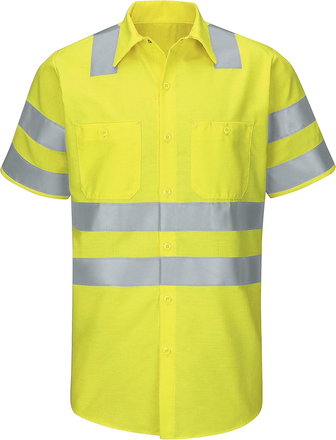 Red Kap Mens Hi-Visibility Short Sleeve Ripstop Work Shirt - Type R, Class 3