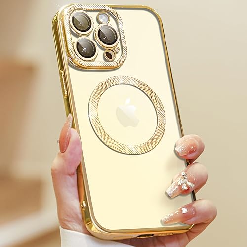 Miniatura 1 de Funda para iPhone 15 Pro Max con protector de lente de cámara integrado diseño único de textura de diamante magnético superfuerte Funda delgada