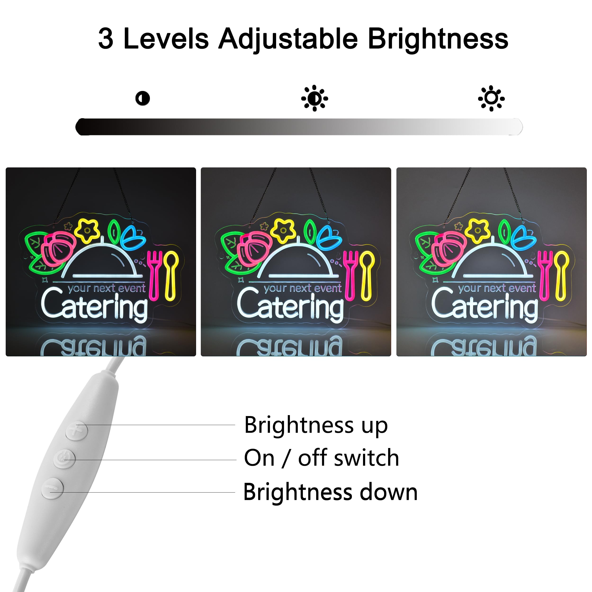 Catering-Neonschild, Neonlichter, hängende Wandkunst, Dekoration für Catering, Geschäft, Restaurant, Café, Brunch Esszimmer, Küche, Heimdekoration, USB-betrieben, ultrahell und dimmbar, 41