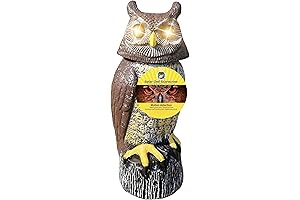 Ultra-Realistic Motion Activated Solar Owl Decoy with Lifelike Hooting and Flashing LED Eyes