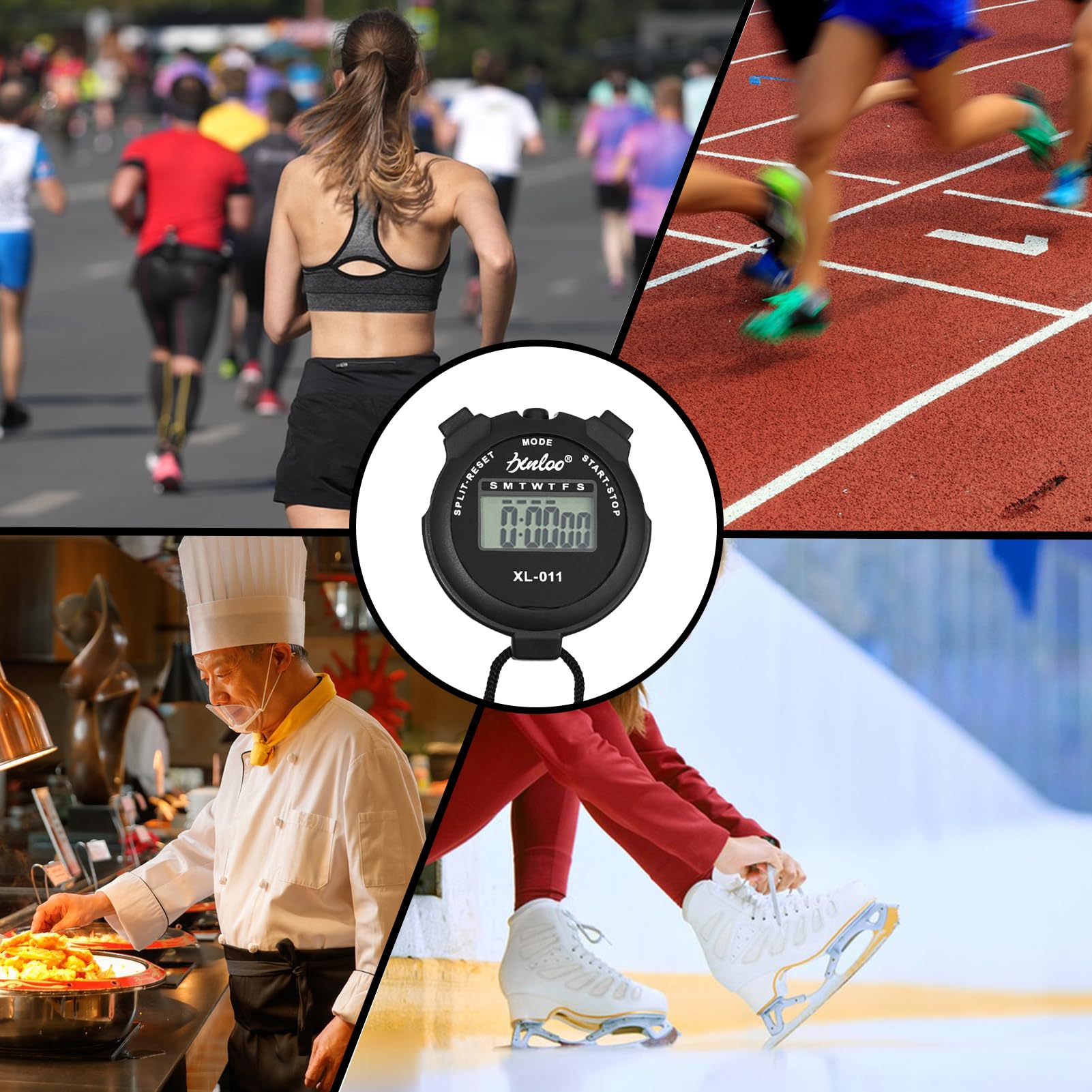 2 Piezas Cronómetros Multifunción Cronómetro Deportivo Reloj Temporizador de Cronómetro Portátil, Aplicado a Correr Fútbol Baloncesto Natación y Otros Deportes, Negro