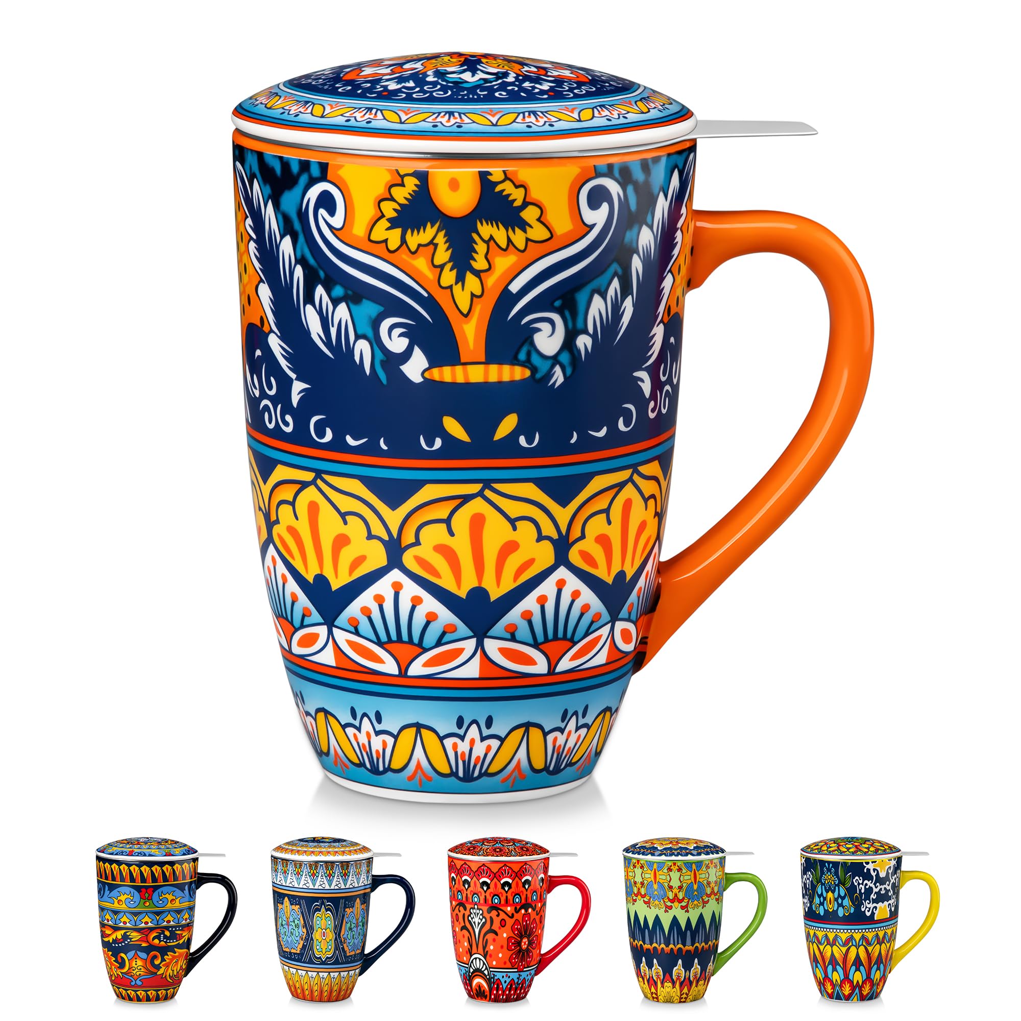 vancasso KRVI 540ml Porcelain Infuser Tea Mug with Lid, Andalusian Breeze — image 1