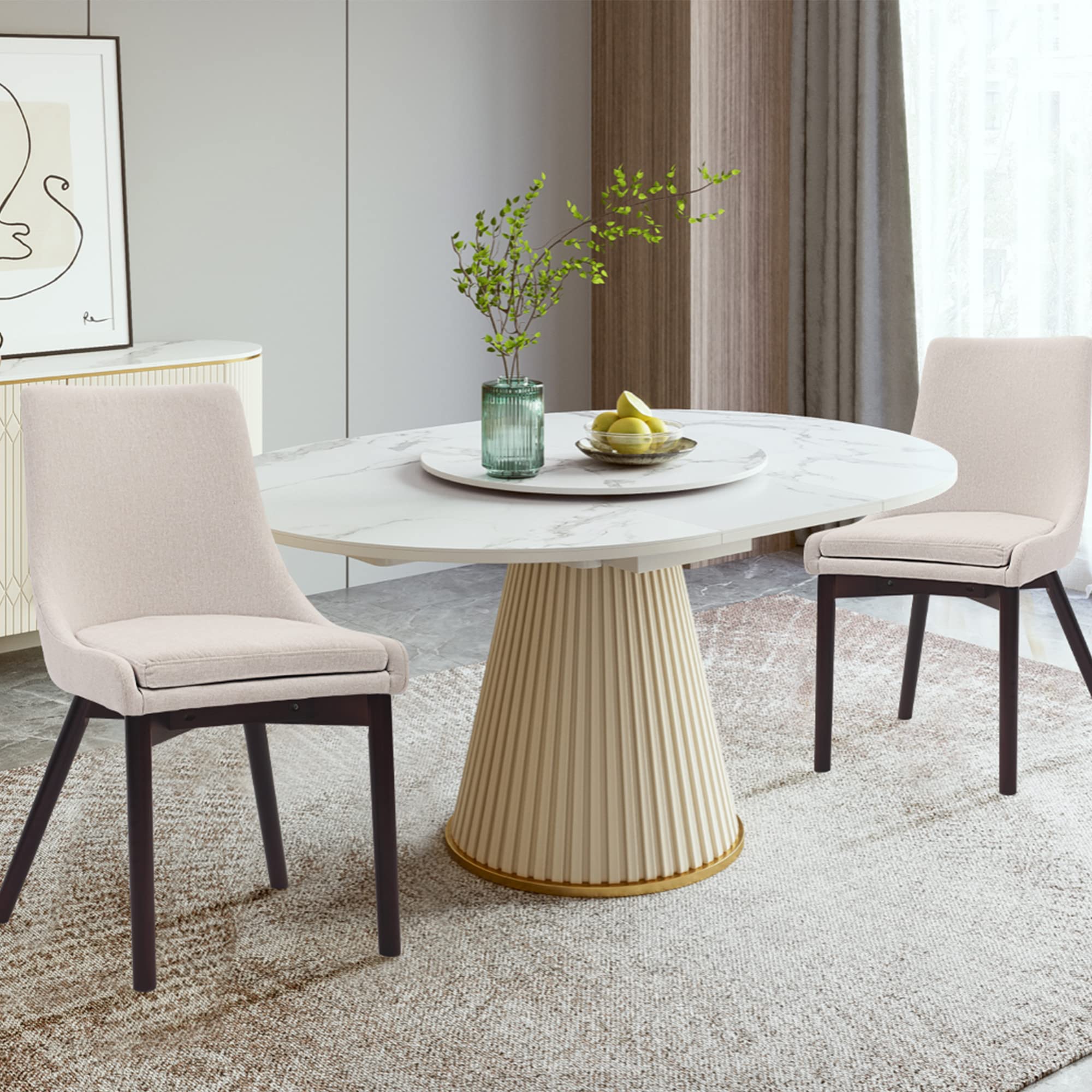 CangLong Upholstered Fabric Chairs and Solid Wood Legs for Kitchen