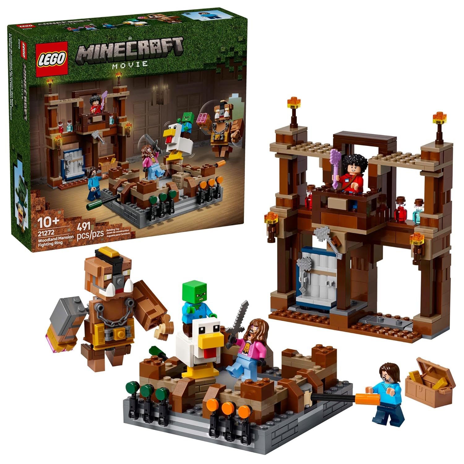 LEGO Minecraft Woodland Mansion Fighting Ring - Building Toy for Kids Age 10 - Includes Steve Garrett Henry