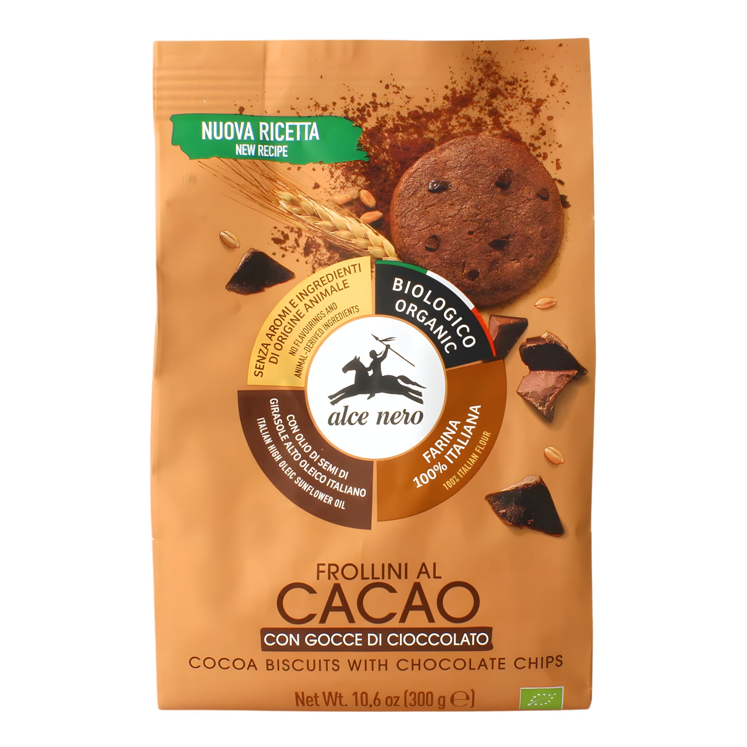 Frollino al cacao con gocce cioccolato Bio Alce Nero 300g