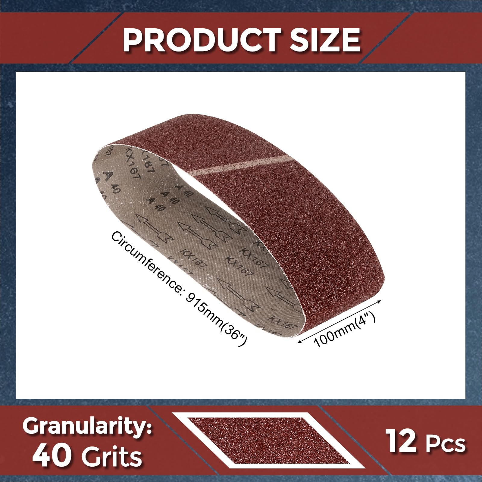 Kozelo 10 Pcs Sanding Belts 100mm x 915mm 40 Grit Aluminum Oxide Abrasive Sandpaper for Belt Sander Metal Grinding Wood Working Weld Rust Removal - Image 2