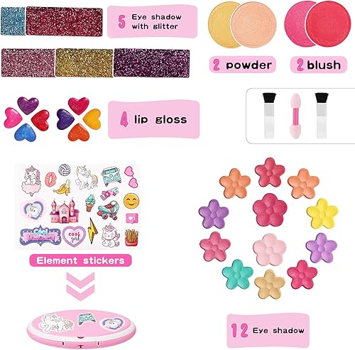 Miniatura 2 de Kit de maquillaje para niños para niñas, juego de maquillaje real, paleta de maquillaje plegable con espejo, kit de maquillaje no tóxico para niños