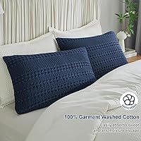 Vista 360 de PHF Fundas de almohada 100% algodón con tejido de gofre de 24 x 24 pulgadas, paquete de 2 fundas cuadradas para decoración elegante del hogar, sin