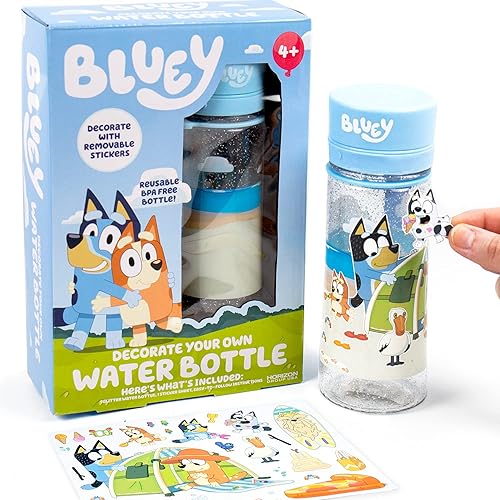 Bluey Decora tu propia botella de agua calcomanías reposicionables ideal para fiestas de cumpleaños Bluetooth deportes de verano y más botella de