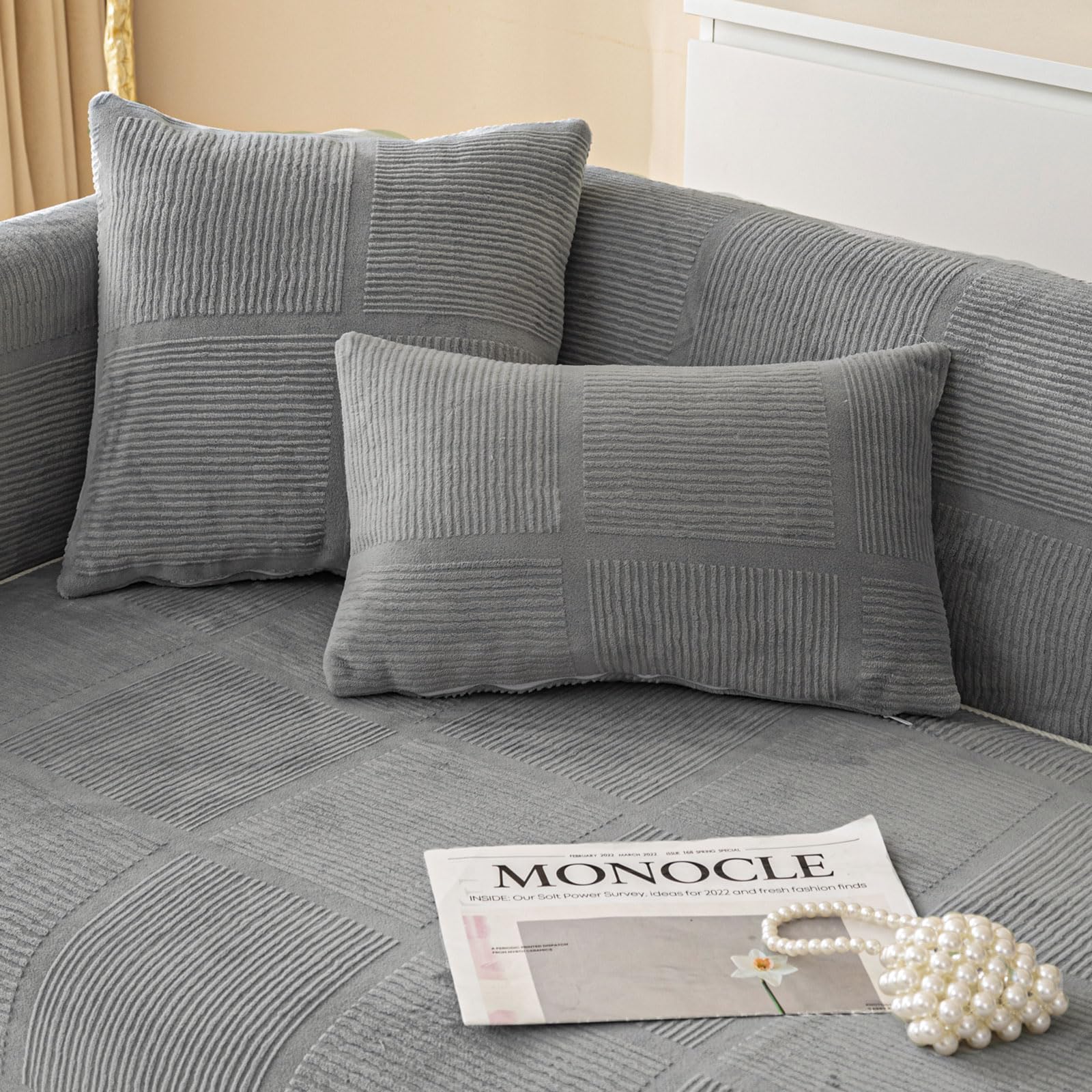 BXAEYIPOR Couch Überzug,Sofa Überzug,Sofa-Schutzhülle mit Rutschfester Unterlage,Neue Universelle rutschfeste Solide Strukturierte Sofa Überzug für Wohnzimmer,Multi-Size Sofa Sitzkissenbezug.