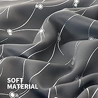 Vista 21 de BGment Room Darkening Curtains 95 Inches Long, Grommet Thermal Insulated Blackout Curtains with Wave Line and Dots Printed for Bedroom, 2 Panels