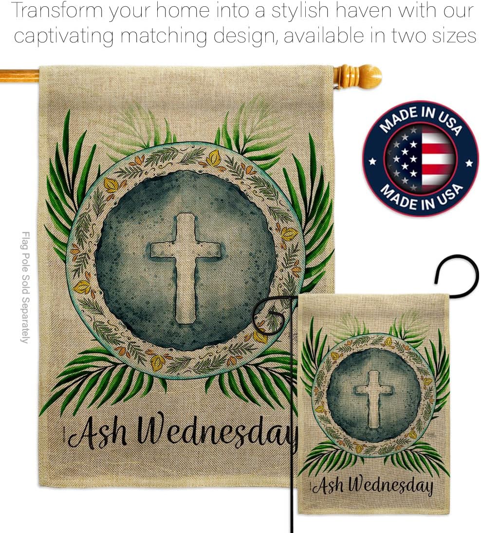 Breeze Decor Holy Ash Wednesday Burlap Garden Flag Religious Faith Hope Grace Peace Dove Christian Religion Easter House Decoration Banner Small Yard Gift Double-Sided, Made in USA