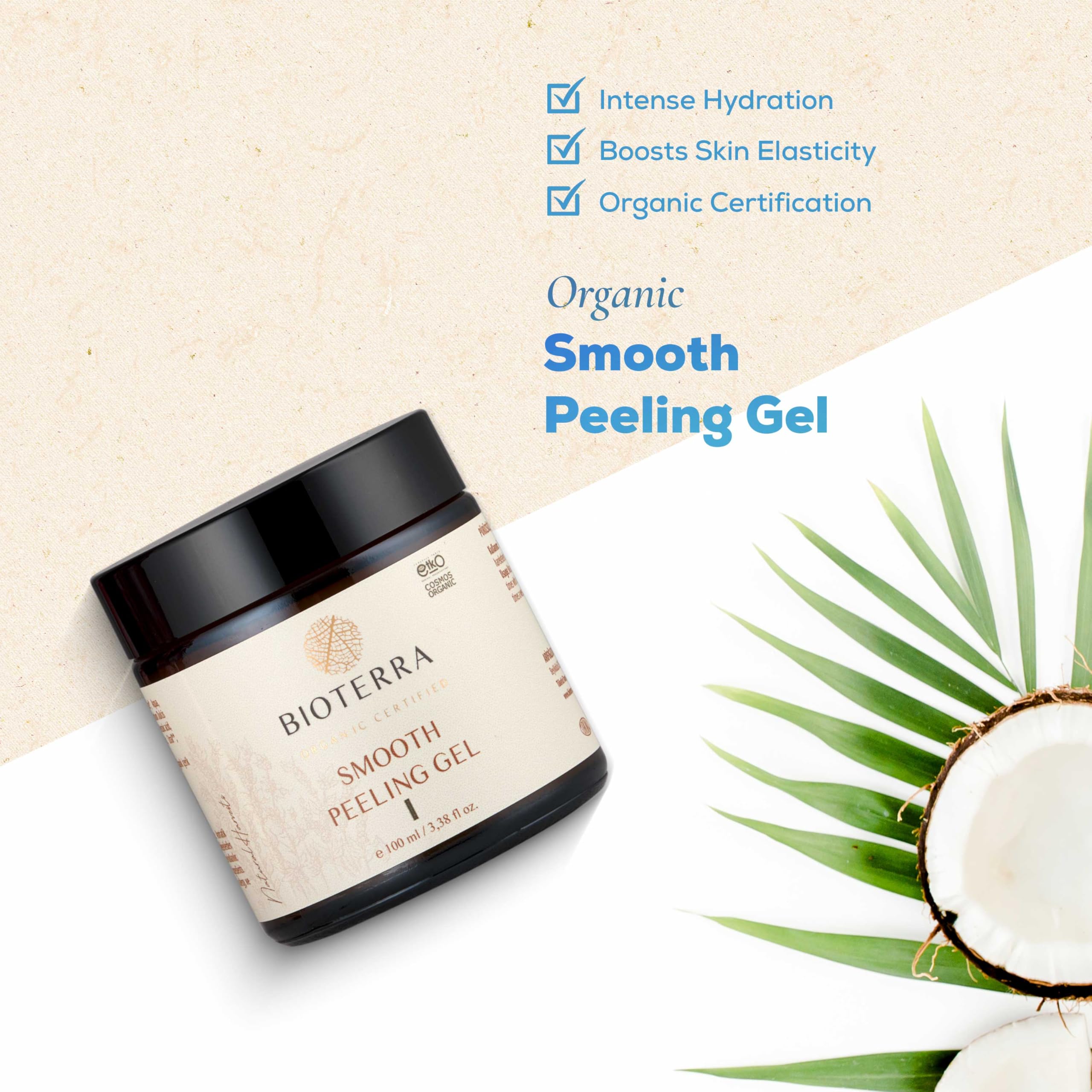 Bioterra Organic Smooth Peeling Gel, Natural Exfoliating Face Treatment with Aloe Vera and Coconut Oil, Gentle Exfoliator, 100 ml - Image 3