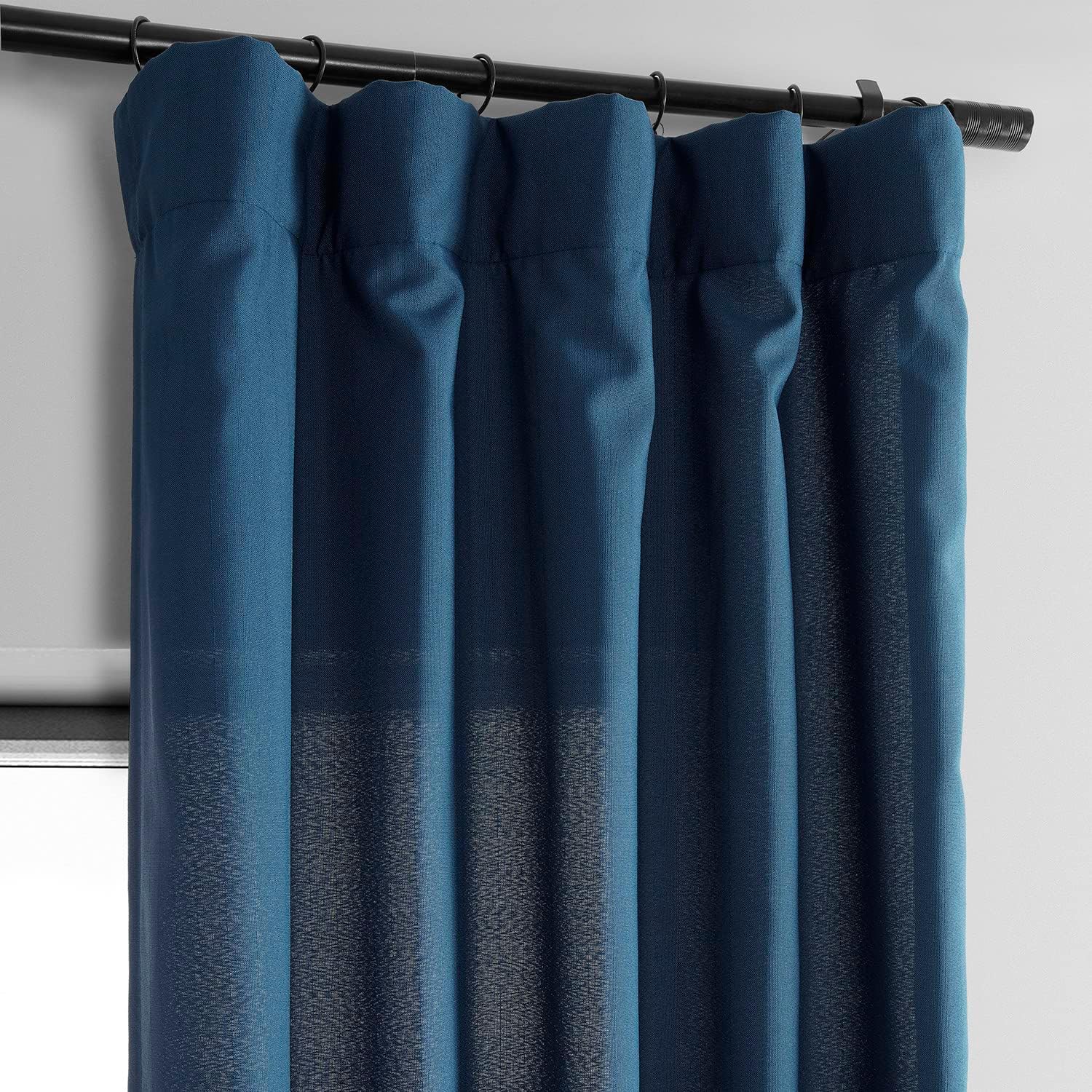 HPD Half Price Drapes Dobby Linen Light Filtering Curtains for Bedroom 50 X 108 (1 Panel), Rod Pocket Curtains for Living Room Home Decor, Deep Blue