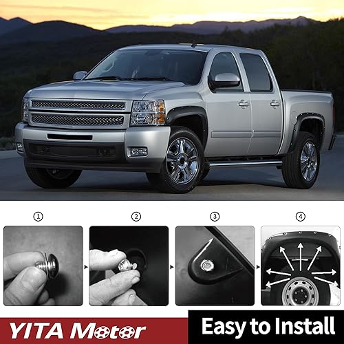 Miniatura 7 de YITAMOTOR Guardabarros delantero y trasero compatibles con Chevy Silverado 1500 2007-2013 (solo apto para cama corta de 69.3 pulgadas) (no para GMC