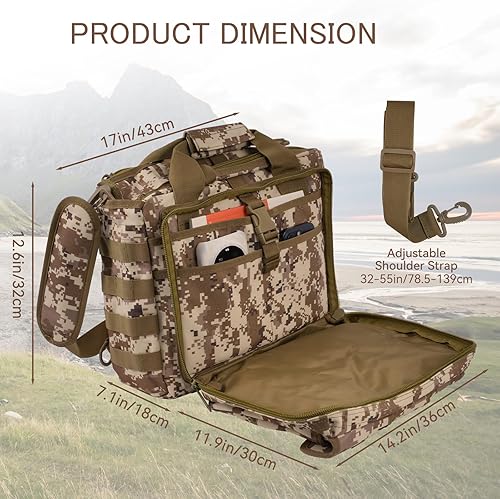 Miniatura 2 de Maletín táctico para hombre, bolsa de mensajero militar de lona de nailon de 18.5 pulgadas, bolsa de mensajero multifuncional grande Molle, bolsa de
