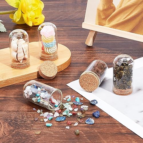 Miniatura 6 de BENECREAT Paquete de 32 frascos de vidrio de 0.5 onzas líquidas con tapones de corcho, cúpula de exhibición de cristal para bodas, fiestas, artes,