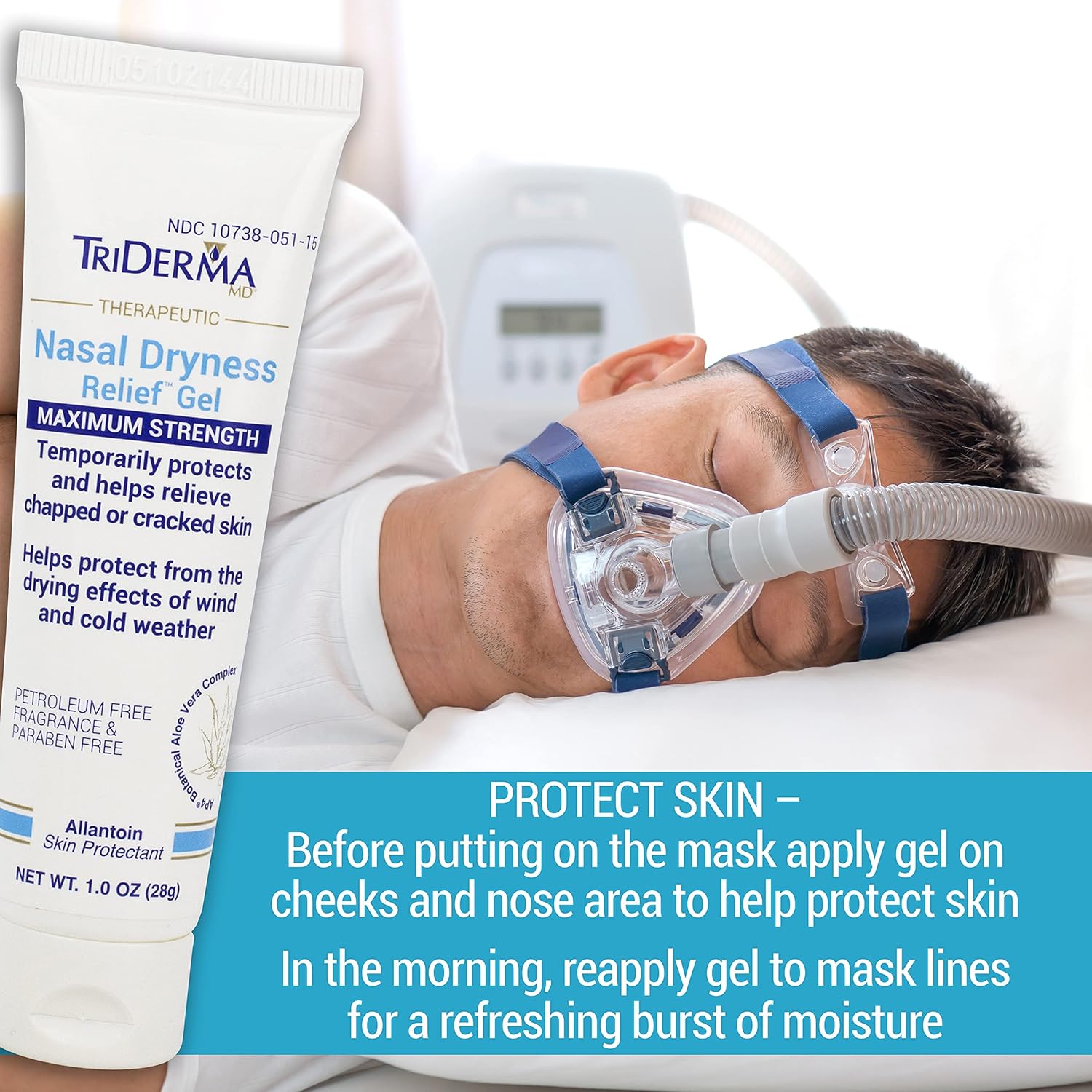 TriDerma Nasal Dryness Relief Gel, FSA Eligible, Soothing AP4 Aloe Vera Gel & Allantoin Skin Protectant, Moisturizes Cracked Skin, Dry Nose from CPAP Machine, Colds, Allergies, Oxygen Use 1 oz-6 Pack