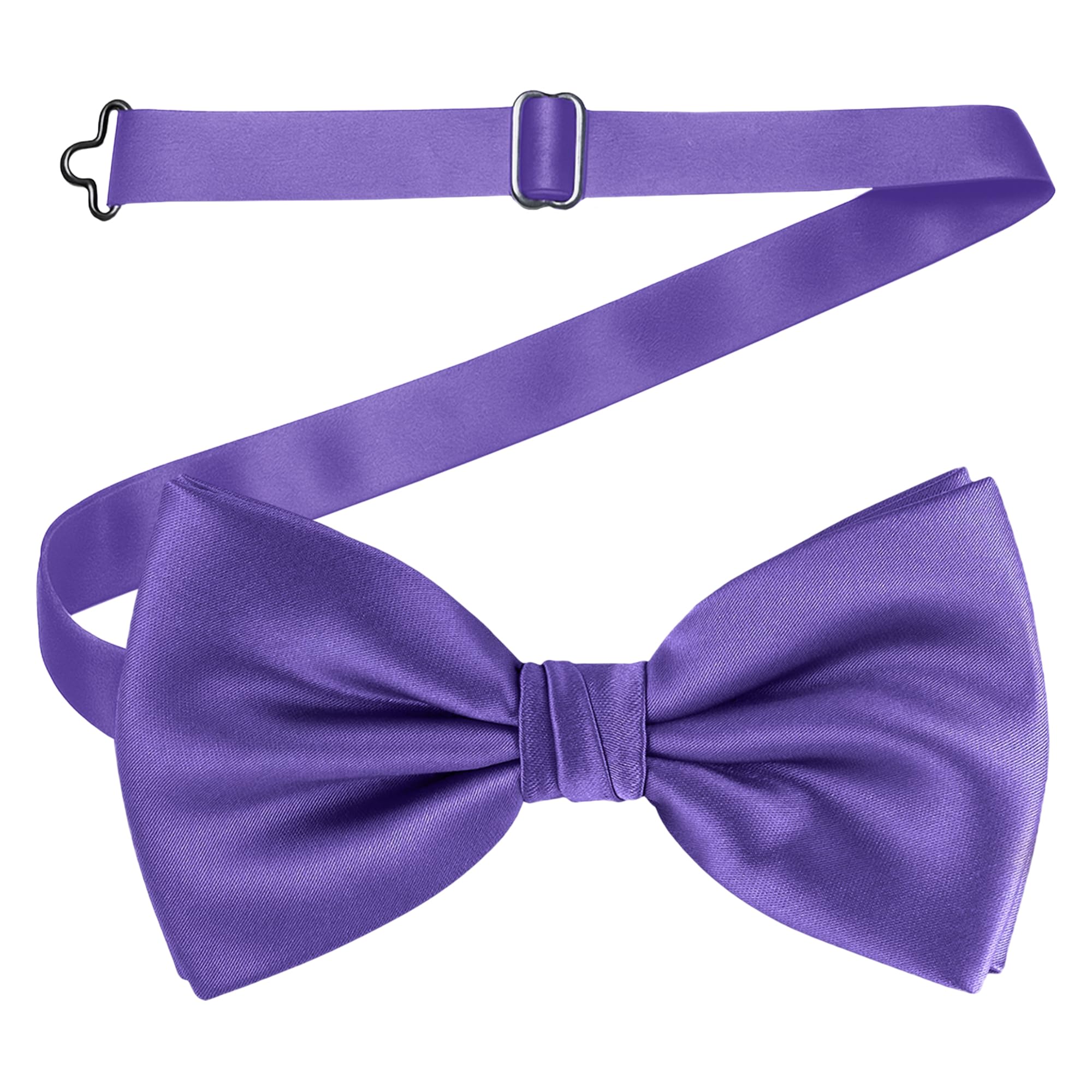 WedDecor Classy Pretied Adjustable Bow Tie Satin Butterfly Neck Stylish Bowtie Solid Colour Tuxedo Men Women Kids Formal Casual Fashion Accessory, Purple