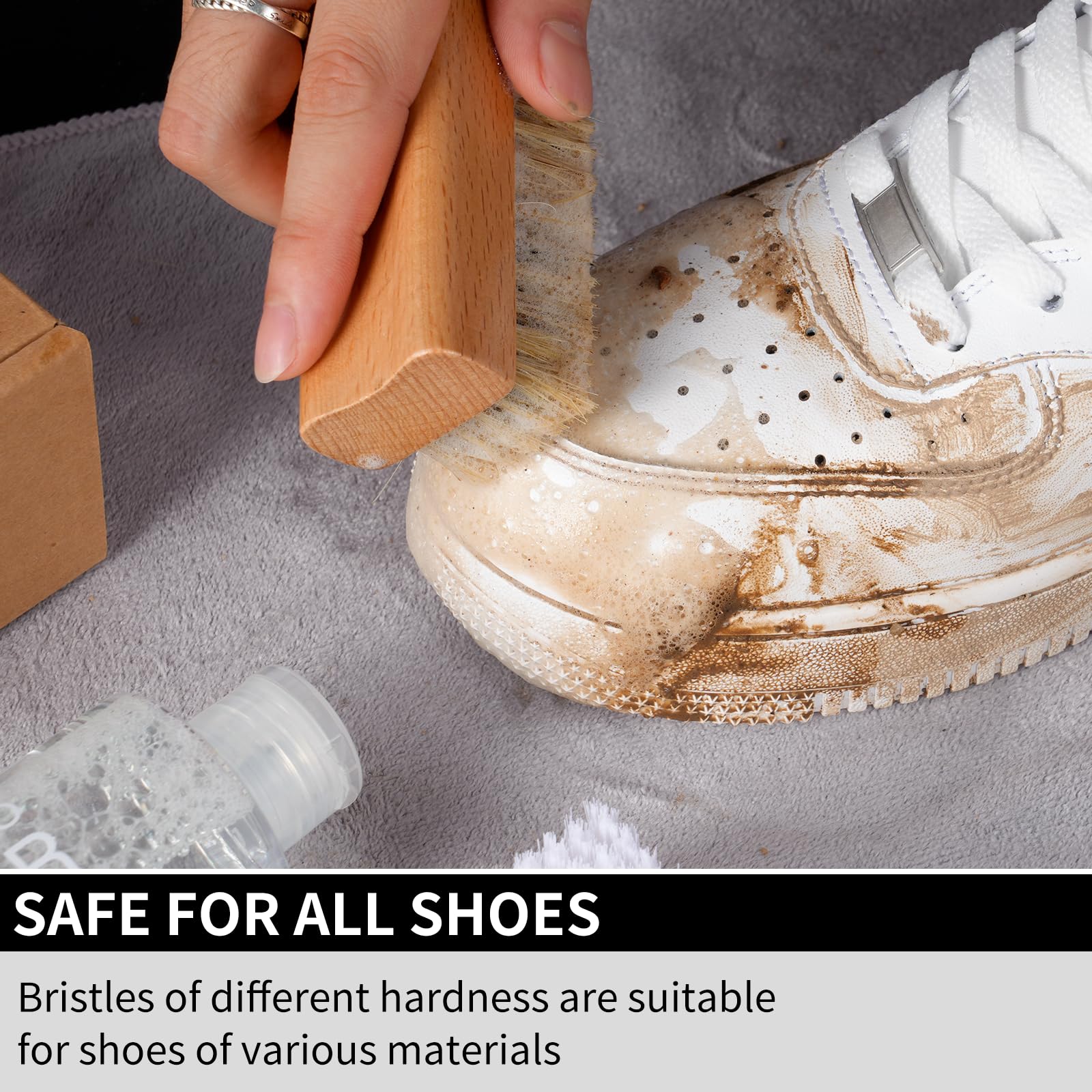 Kit de Limpieza de Zapato Zapatillas - Limpiador de Zapato de 240 g con Cepillos de Zapatos y Toalla