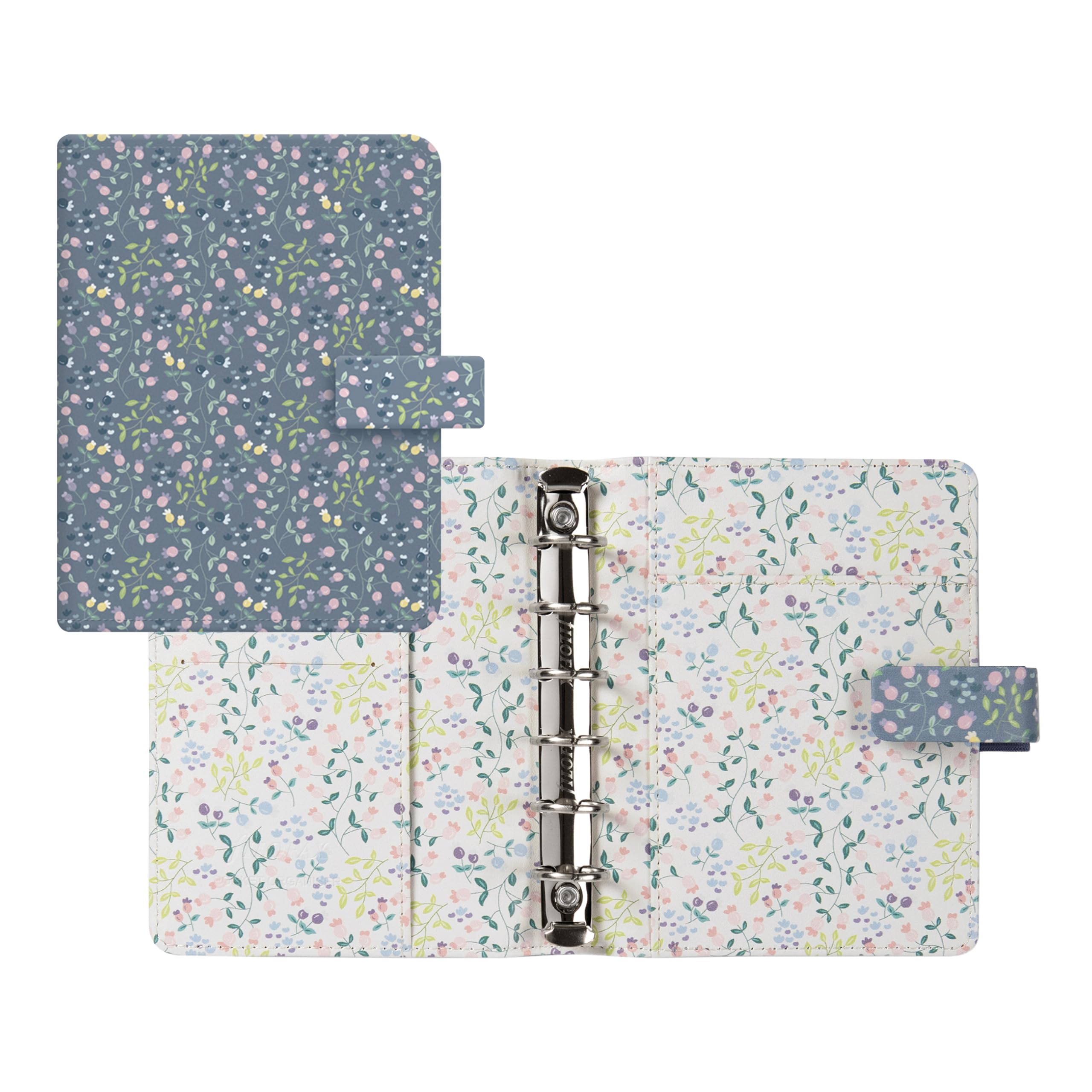 Filofax Organizer per prato, formato tascabile, blu, liscio, effetto pelle, sei anelli, visualizzazione settimanale, multilingue (C021702)